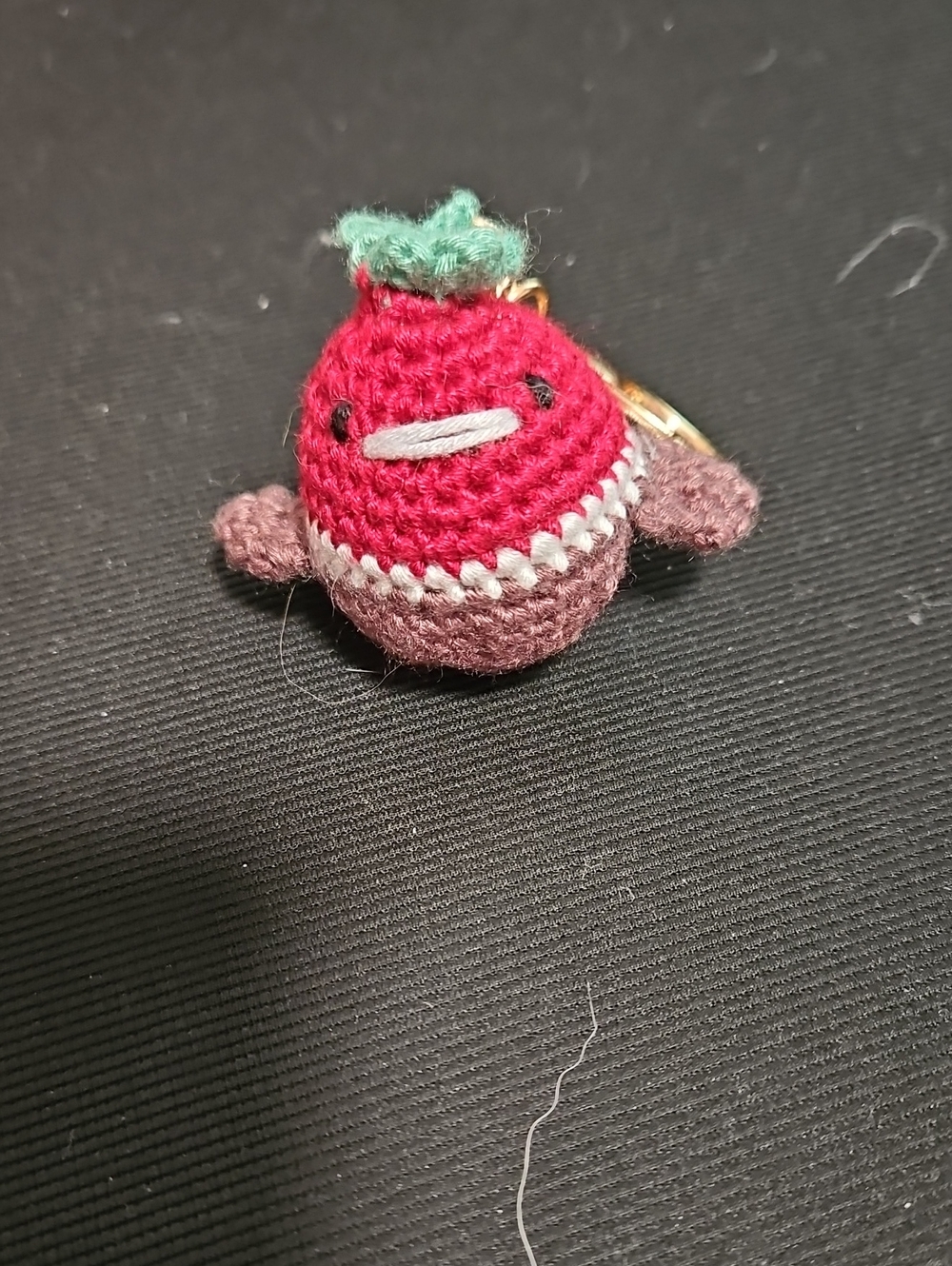 Handmade Crochet Chocolate Strawberry Pigeon Keychain